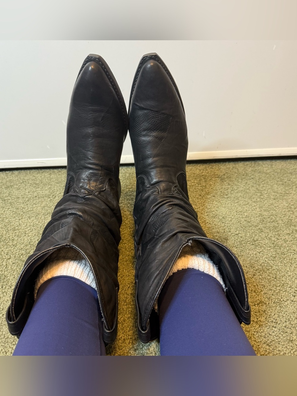 Vintage Dingo Black Leather Slouchy Boots